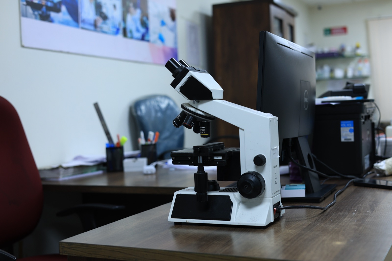 Binocular research microscope